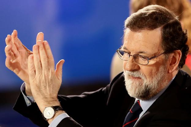 Mariano Rajoy, ayer, en el PP de Madrid. :: mariscal / efe/
