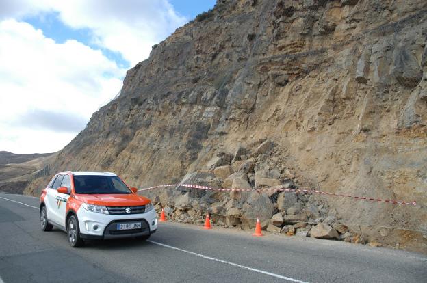 Zona del derrumbe del monte en el término de Cervera. :/Sanda Sáinz