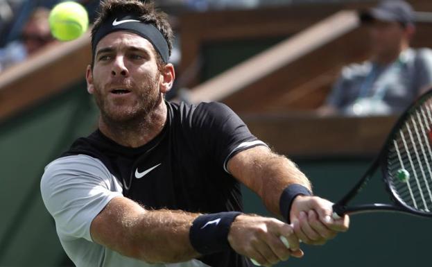 Del Potro golpea la pelota./EFE