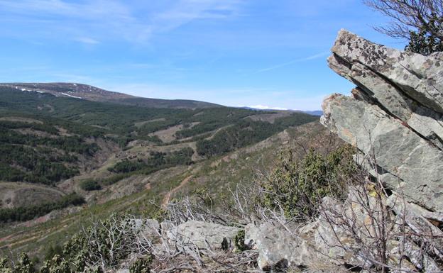 Dehesa de La Monjía. El despoblado, en el fondo del valle, bajo la Atalaya. A la derecha, charcas en su dehesa, fuente del Jubera.