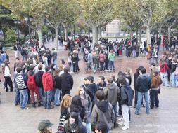 Los estudiantes, en la protesta. /JUAN MARÍN/