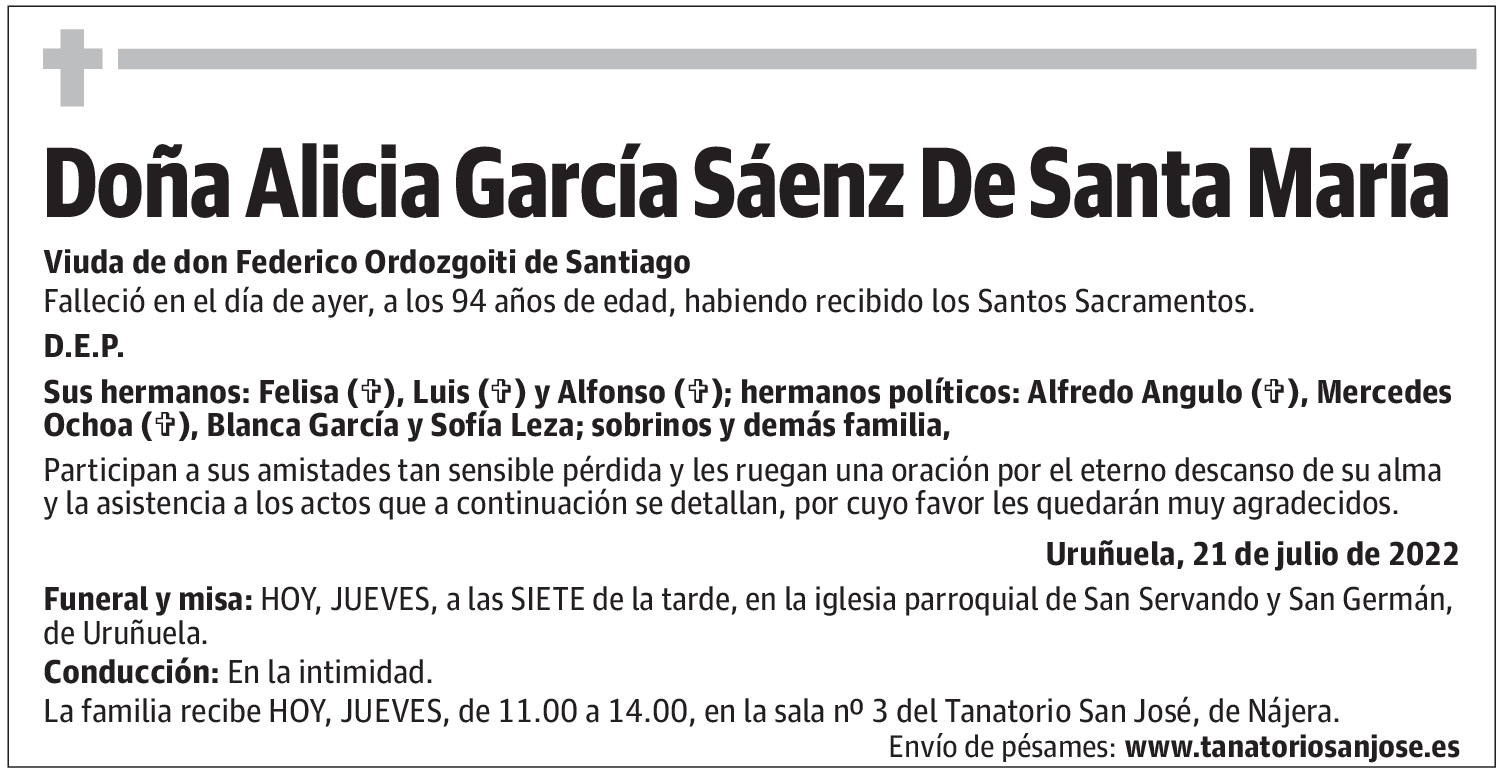 Doña Alicia García Sáenz De Santa María