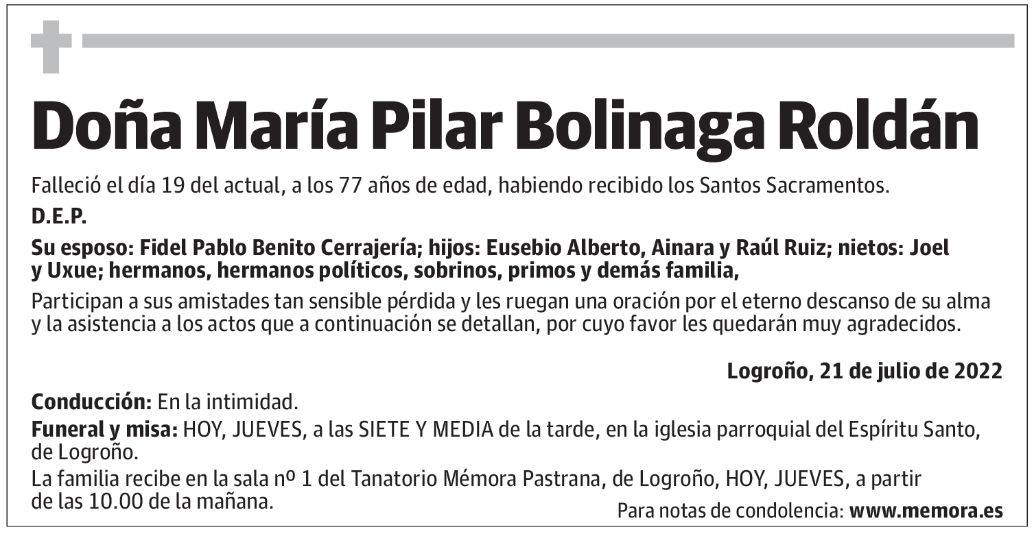 Doña María Pilar Bolinaga Roldán