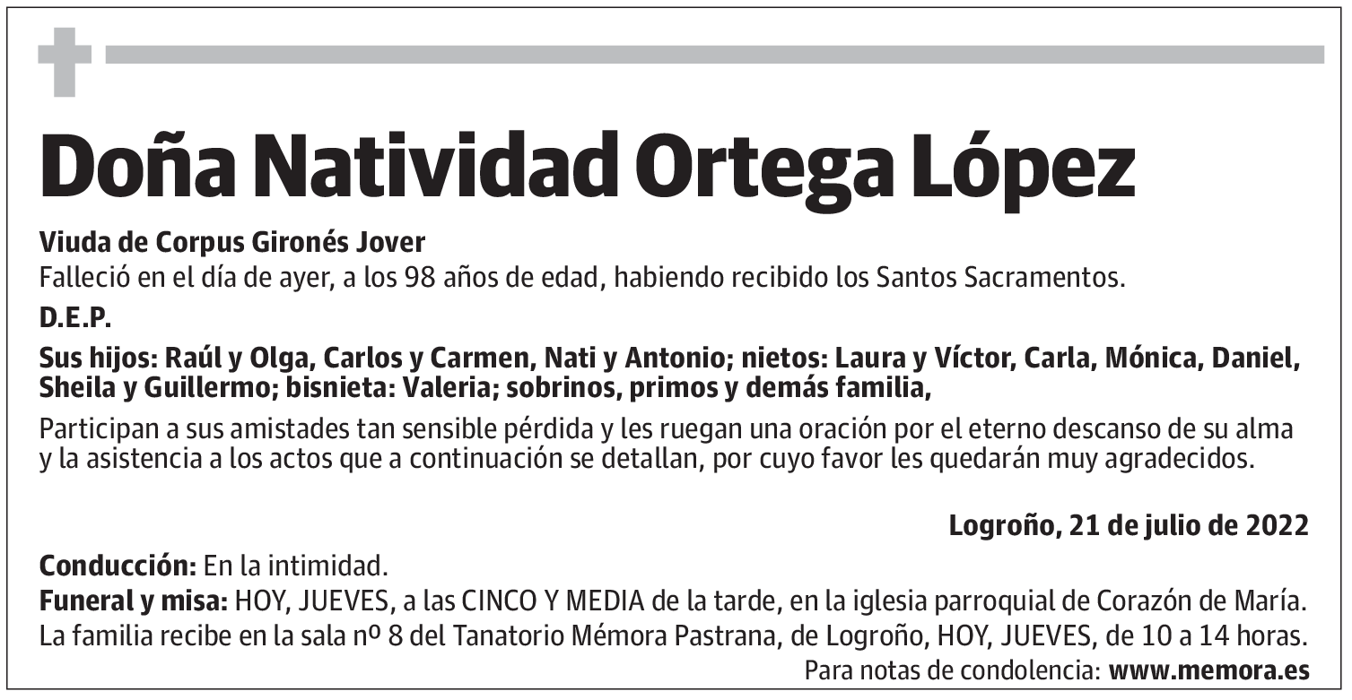 Doña Natividad Ortega López
