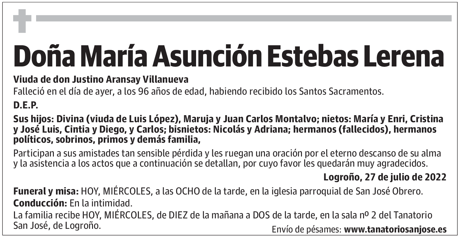 Doña María Asunción Estebas Lerena
