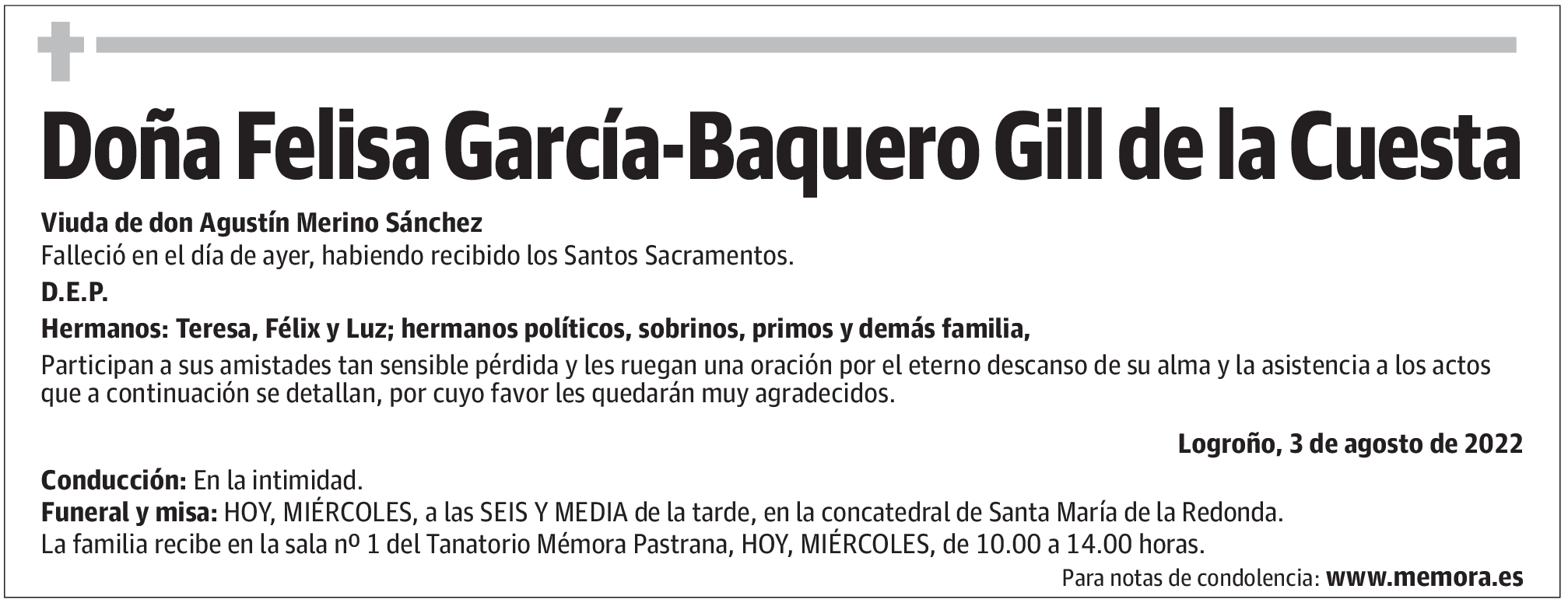 Doña Felisa García-Baquero Gill de la Cuesta