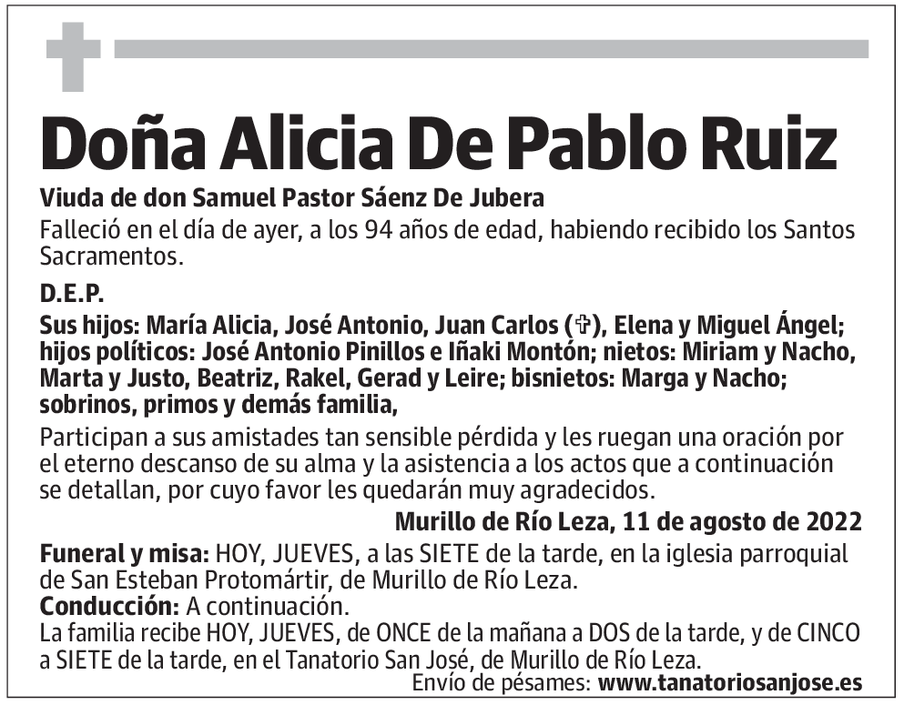 Doña Alicia De Pablo Ruiz