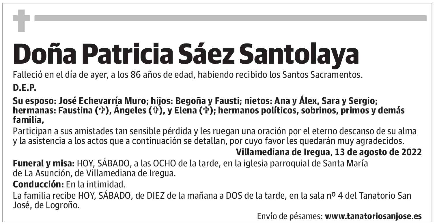 Doña Patricia Sáez Santolaya