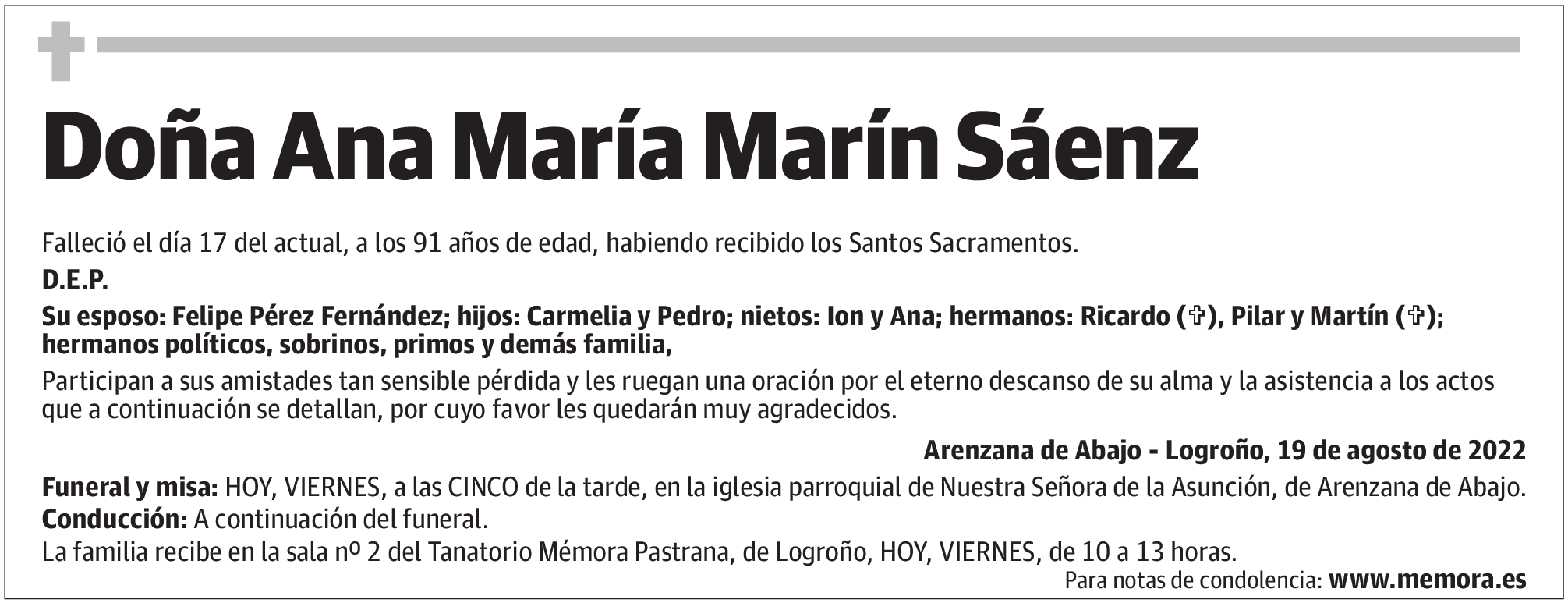 Doña Ana María Marín Sáenz