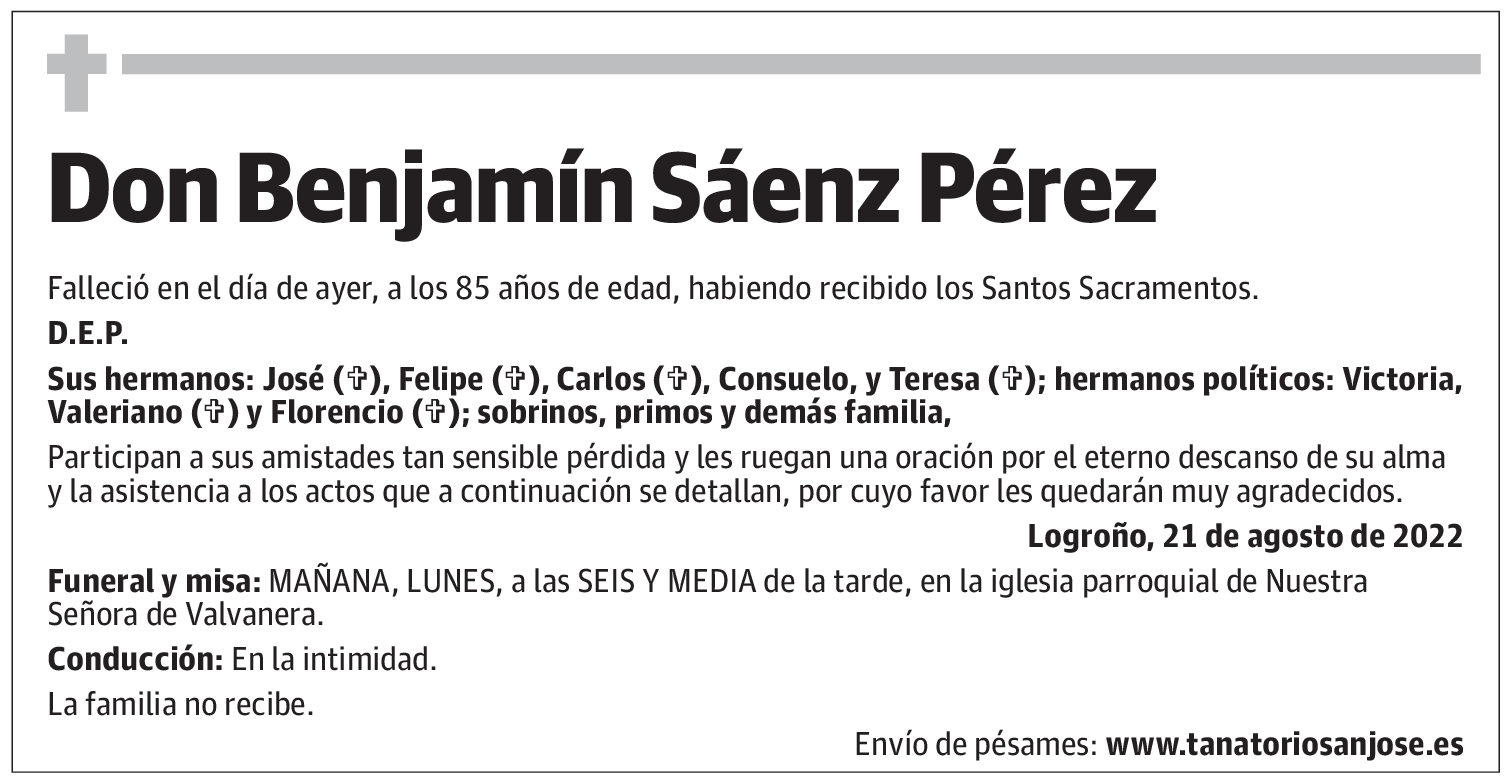 Don Benjamín  Sáenz Pérez