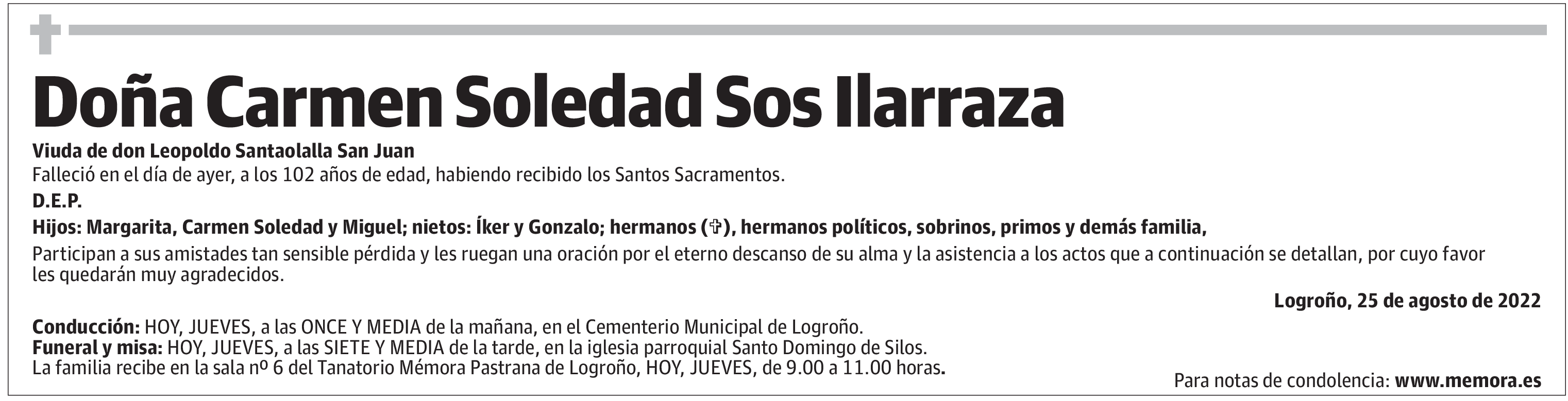Doña Carmen Soledad Sos Ilarraza