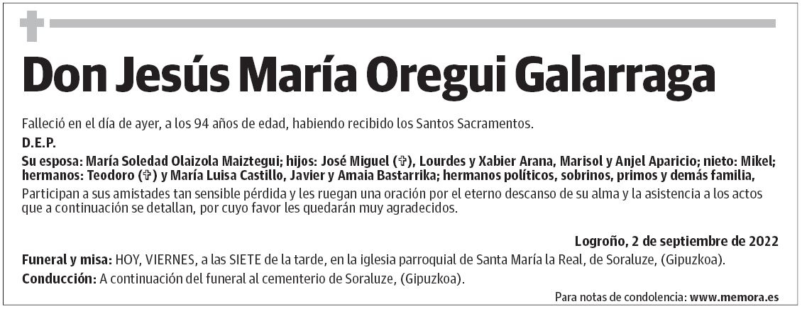 Don Jesús María Oregui Galarraga