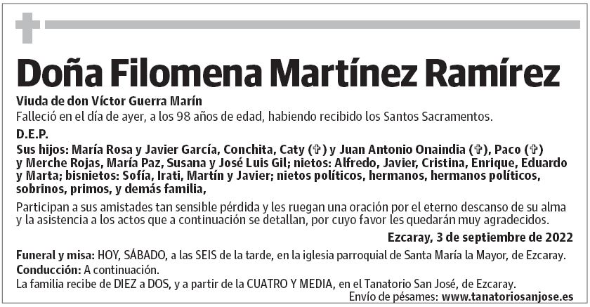 Doña Filomena Martínez Ramírez
