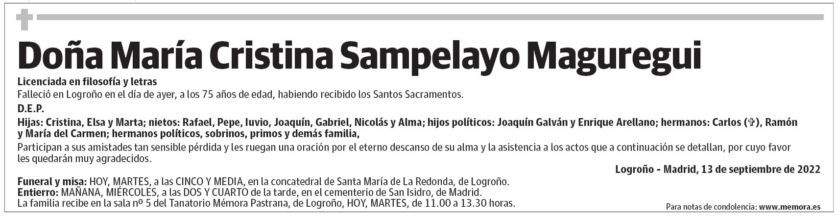 Doña María Cristina Sampelayo Maguregui