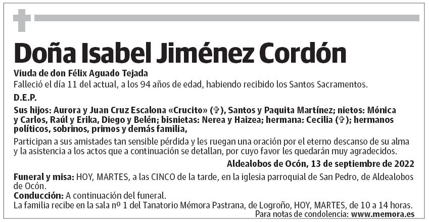 Doña Isabel Jiménez Cordón