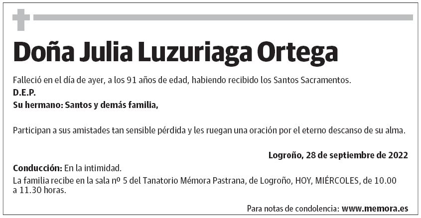 Doña Julia Luzuriaga Ortega