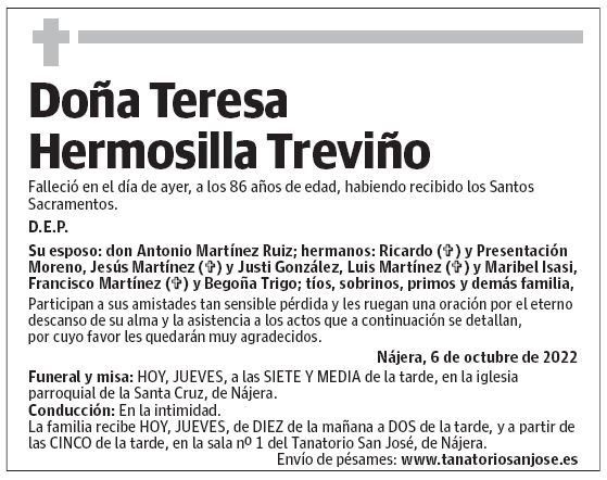 Doña Teresa Hermosilla Treviño