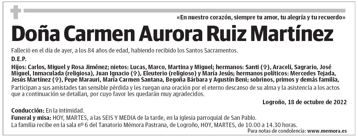Doña Carmen Aurora Ruiz Martínez