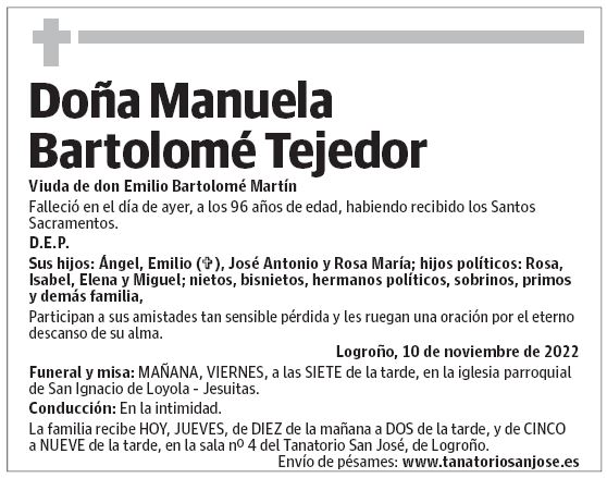 Doña Manuela Bartolomé Tejedor