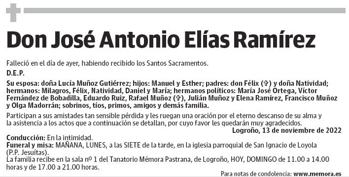 Don José Antonio Elías Ramírez