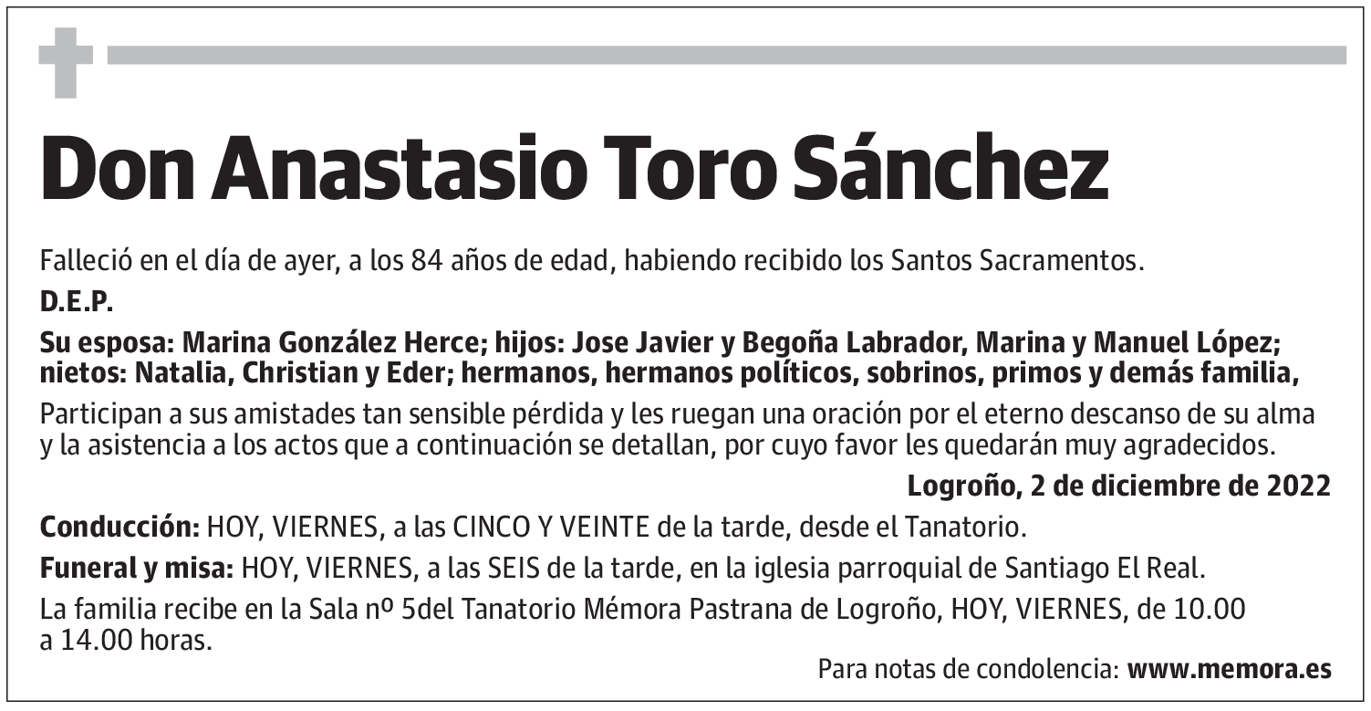 Don Anastasio Toro Sánchez