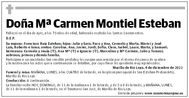 Doña Mª Carmen Montiel Esteban