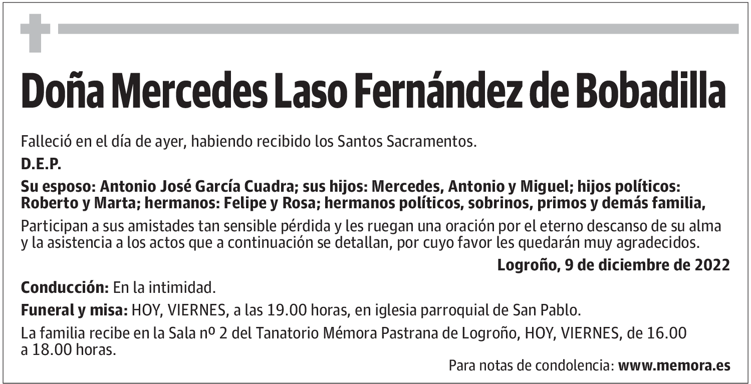 Doña Mercedes Laso Fernández de Bobadilla