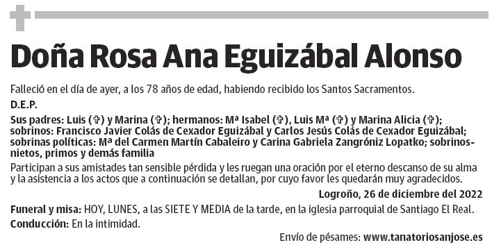 Doña Rosa Ana Eguizábal Alonso