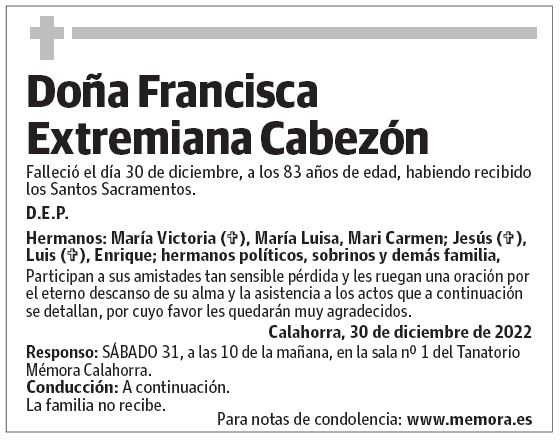 Doña Francisca Extremiana Cabezón