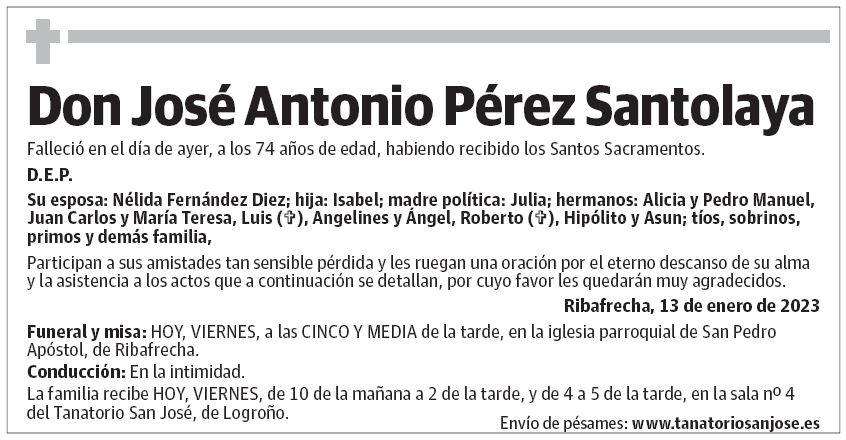 Don José Antonio Pérez Santolaya