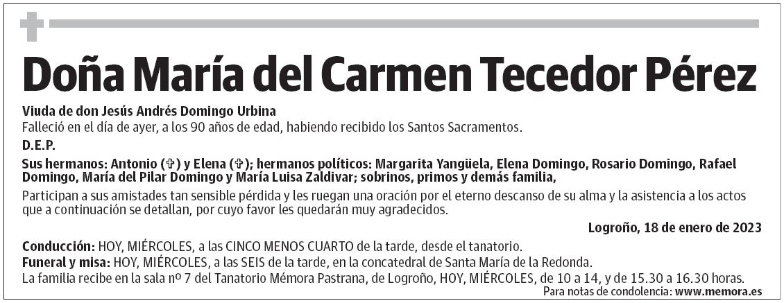 Doña María del Carmen Tecedor Pérez