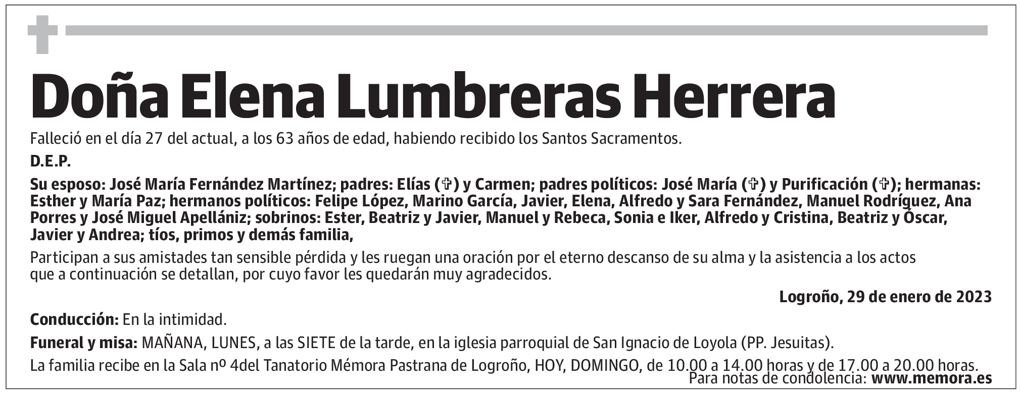 Doña Elena Lumbreras Herrera