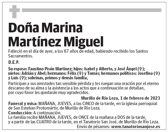 Doña Marina Martínez Miguel