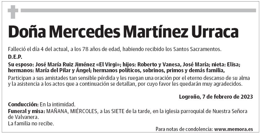 Doña Mercedes Martínez Urraca