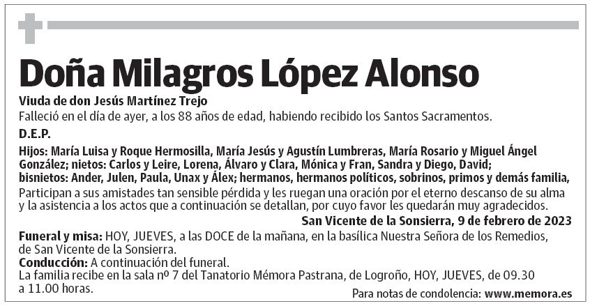 Doña Milagros López Alonso