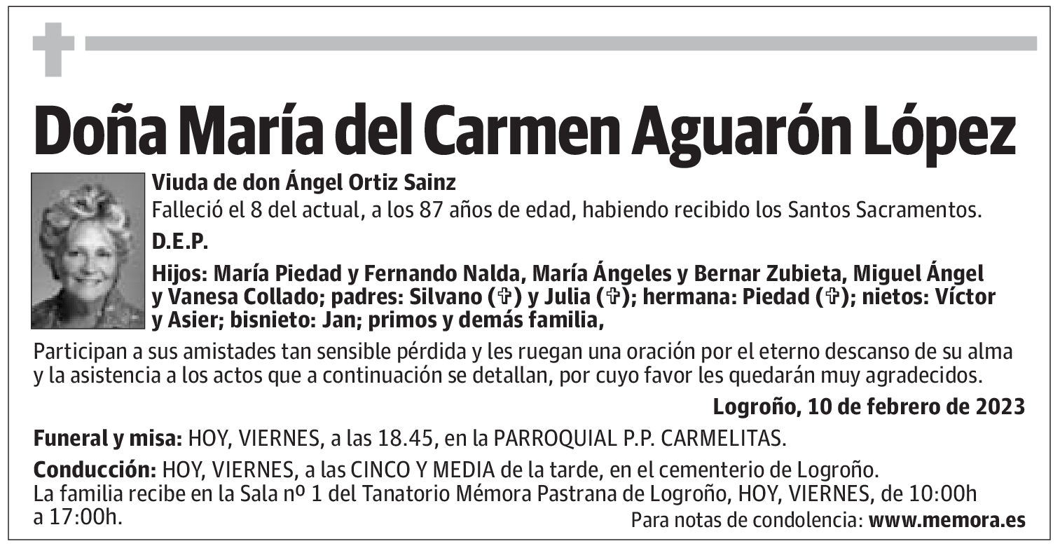 Doña María del Carmen Aguarón López