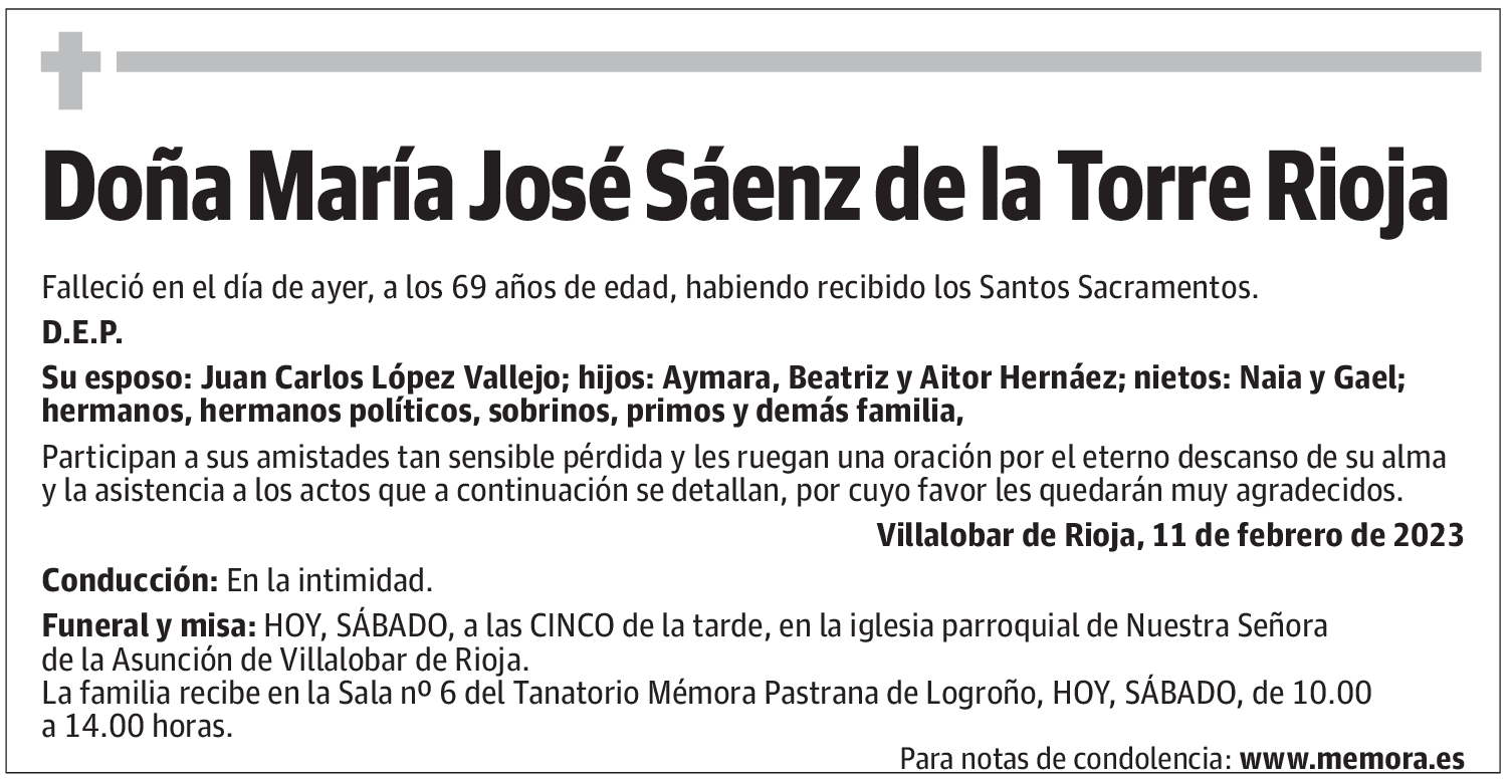 Doña María José Sáenz de la Torre Rioja