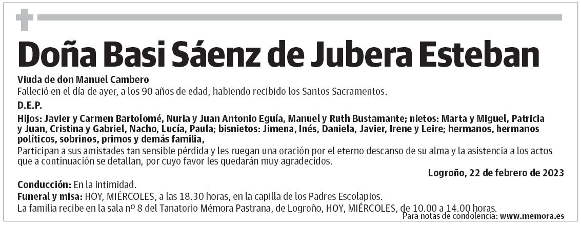 Doña Basi Sáenz de Jubera Esteban