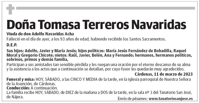 Doña Tomasa Terreros Navaridas