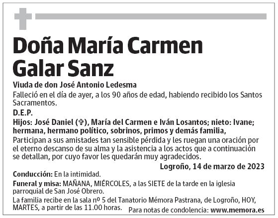 Doña María Carmen Galar Sanz