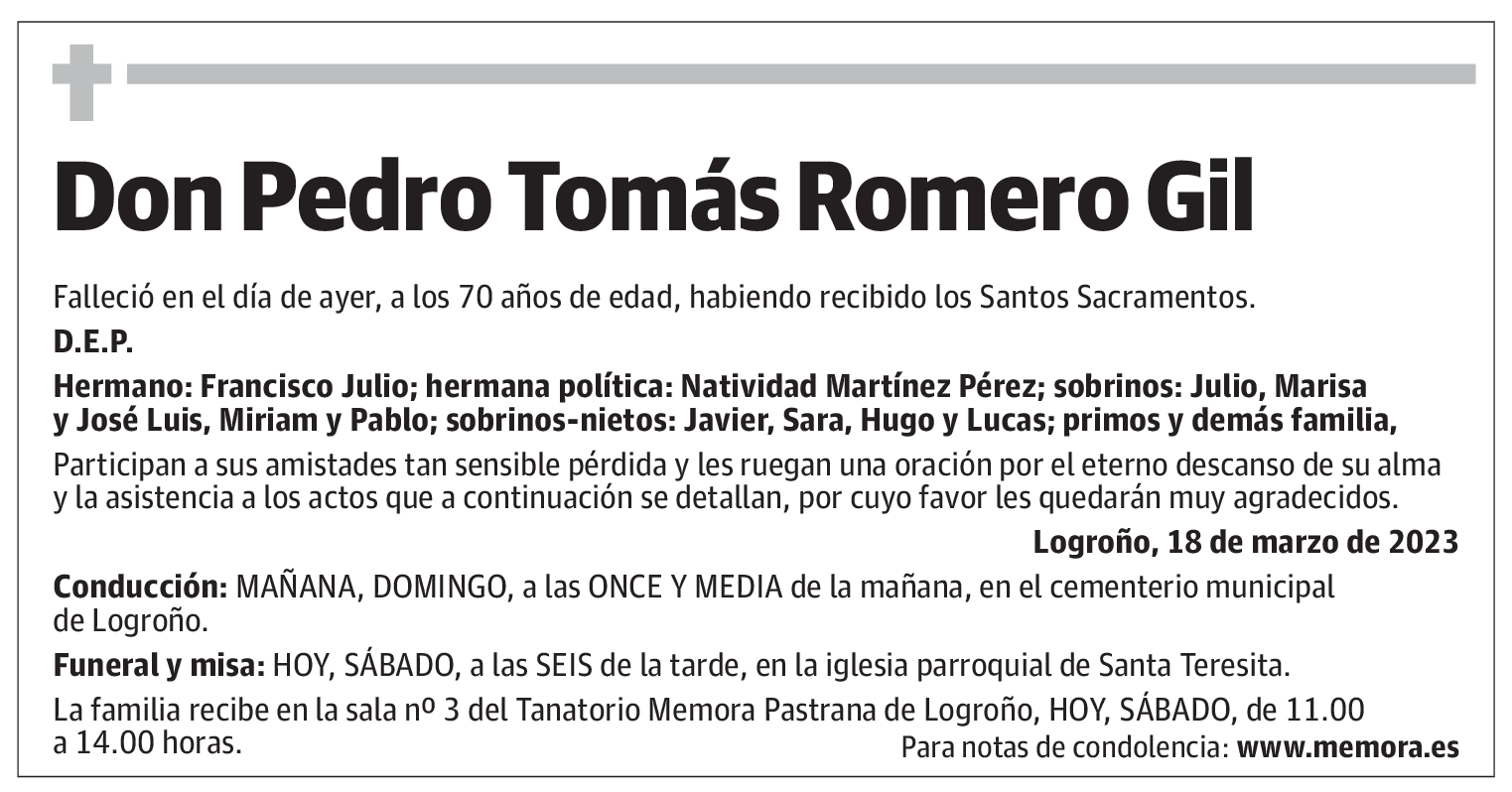 Don Pedro Tomás Romero Gil