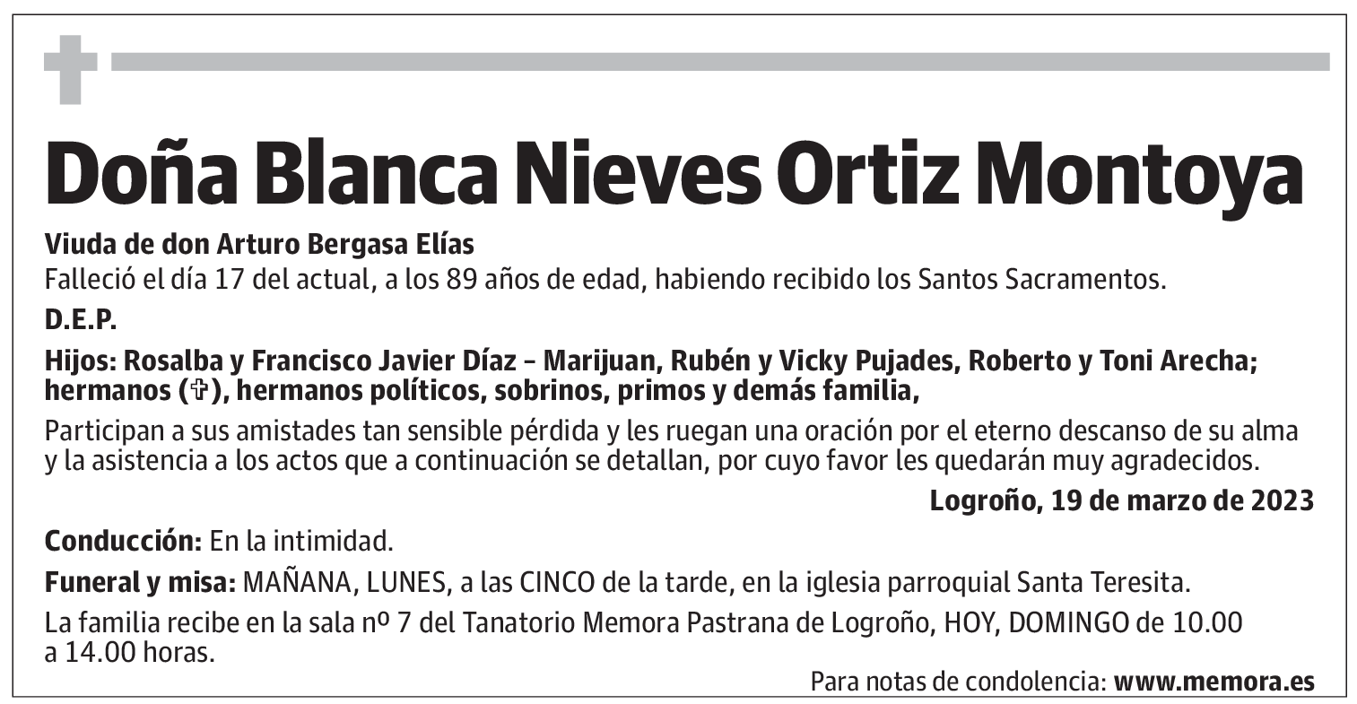 Doña Blanca Nieves Ortiz Montoya
