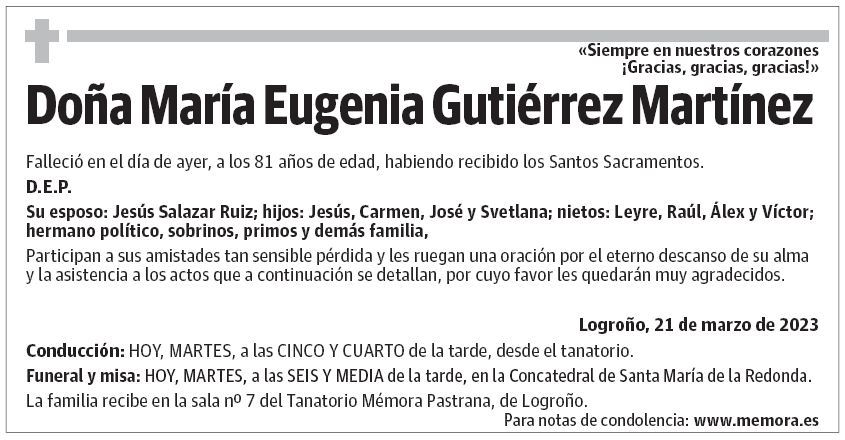 Doña María Eugenia Gutiérrez Martínez