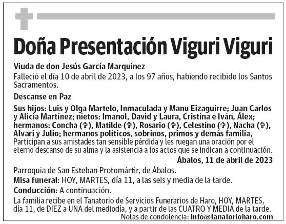 Doña Presentación Viguri Viguri