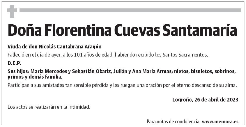 Doña Florentina Cuevas Santamaría