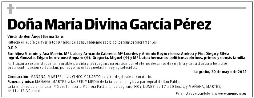 Doña María Divina García Pérez
