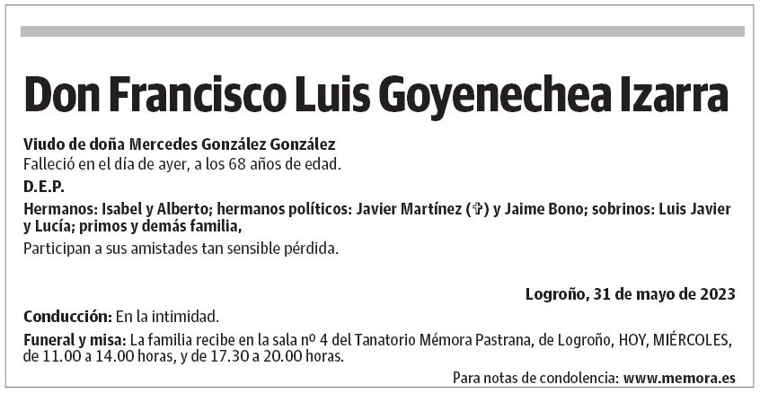 Don Francisco Luis Goyenechea Izarra