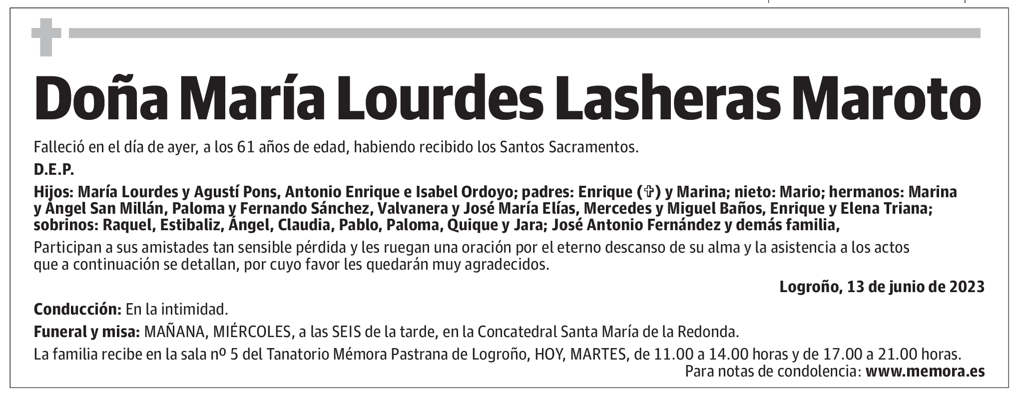 Doña María Lourdes Lasheras Maroto