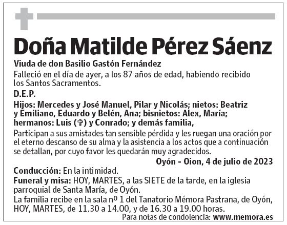 Doña Matilde Pérez Sáenz