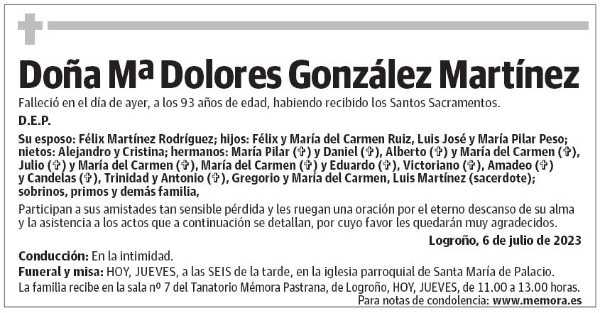 Doña Mª Dolores González Martínez
